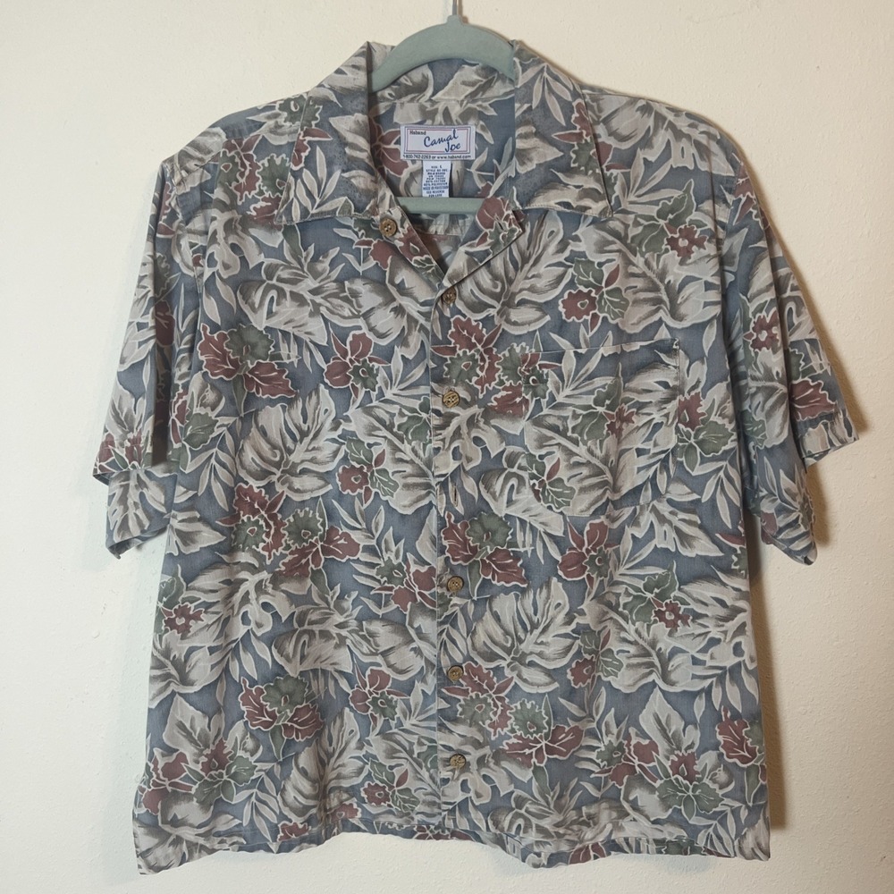 Haband Camel Joe Men's Island Shirt Large Casual Floral Short Sleeve Button Up